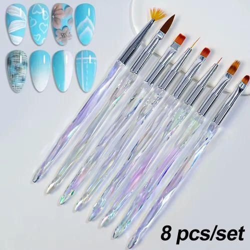 Nail Tek 8PC NAIL BRUSH SET BUILDER ACLYRIC FRENCH OMBRE BRUSH SET