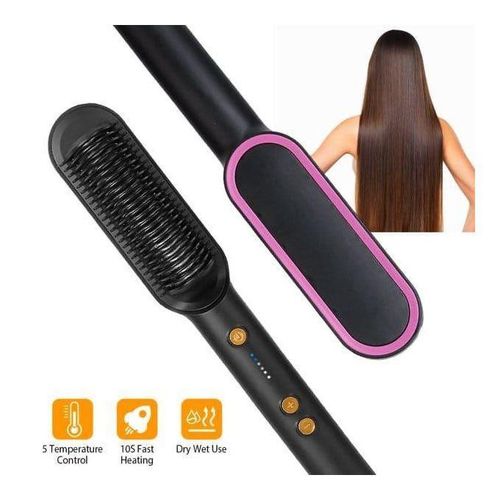 Electric Hair Straightener Brush Iron Hot Comb