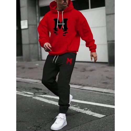 Tracksuits with hoodie Set Printed unisex BLACK and RED