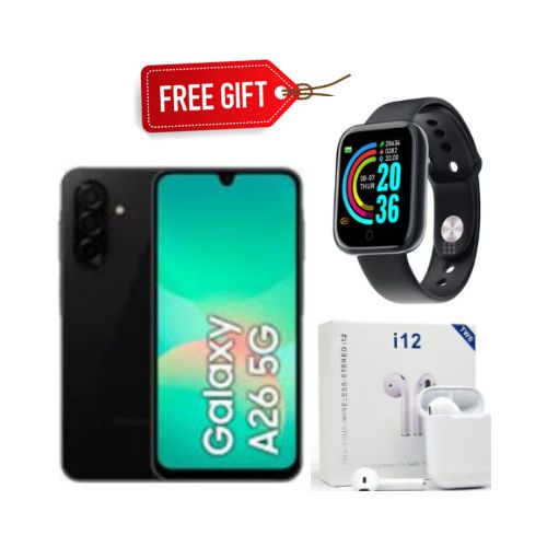 Galaxy A26 5G, 6.7'' 6GB RAM + 128GB ROM, 50MP, Dual Sim -Black+Free Gifts