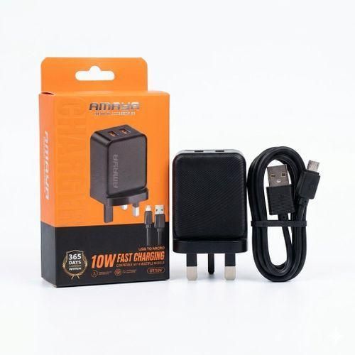 10W Type-B Fast Charger Adapter – Dual USB Port USB-B Super Fast Charger for Android Phones, Feature Phones, Tablets & Kambambe Type-B Charger USB-B Charger , Normal Charger