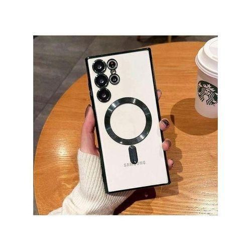 Samsung Cover For Galaxy S25 Ultra Case,Electroplated Clear Slim Galaxy S25 Ultra Phone Case With Camera Protection, Shockproof Galaxy S25 Ultra Case Compatible With MagSafe, Black Edge