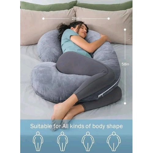 C shaped pregnancy pillow fluffy soft luxurious C-Shaped Pregnancy Pillows Memory Foam Pregnancy Pillow Full Body Maternity Pillow with Removable Cover
