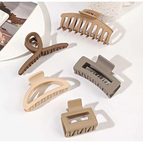 5 Pcs Large Hair Claw Clips Set - Mixed Shapes Colors Matte Strong Hold Jaw Clips for Thick Curly Hair