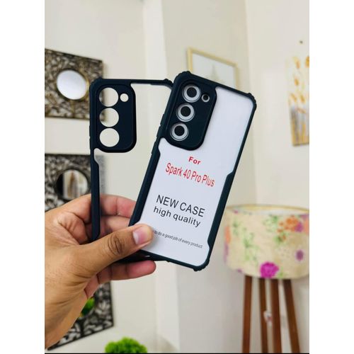 Tecno Spark 40 Pro Plus (+) Transparent, Clear And Colorless With Black Edges Unique And Stylish Heavy Duty Protection Phone Case/ Cover/ Back Case