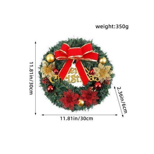 30cm Christmas Wreath with LED Lights Festive Door & Wall Decoration