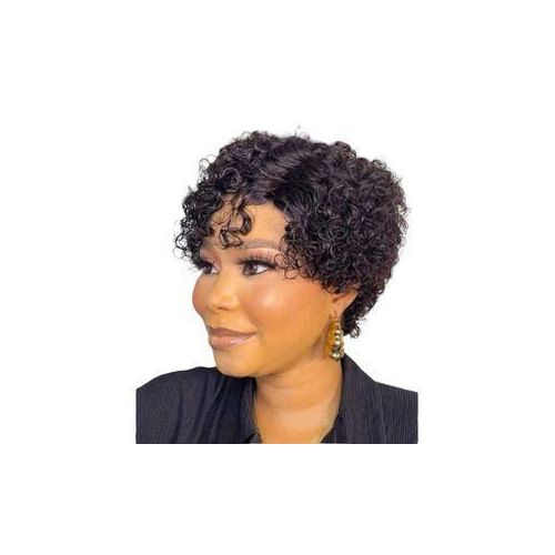 Human blend water curl wig