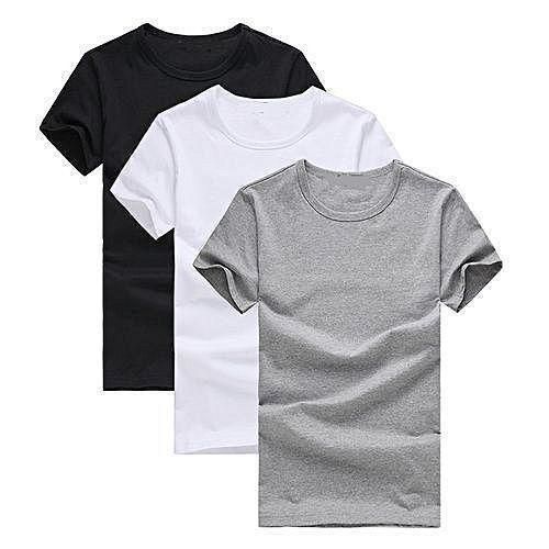 Heavy Duty Plain T Shirt-White Black And Grey