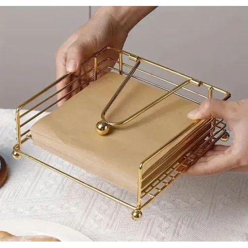 Luxury Metallic Serviette Holder - Modern Table Napkin Dispenser for Kitchen Countertops & Dining Table