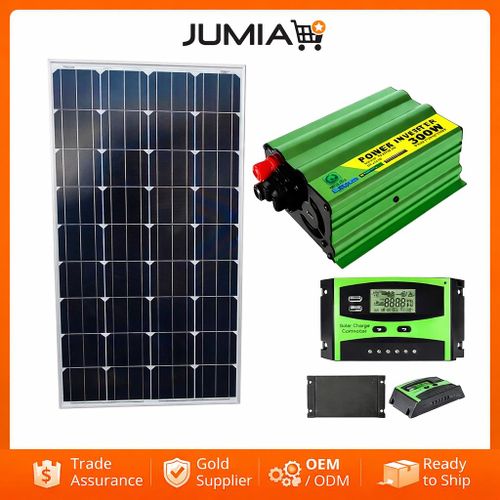 200 Watts Solar Panel Mono All Weather 200Watts Solar Panel 25 Years Warranty + 300 Watts Inverter DC to AC Solar Power Inverter + 10AH Solar Charge Controller Solar Regulator