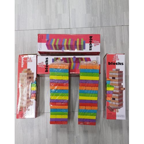 Wooden Blocks Stacking & Balancing Tower Games for Kids Adults Tumbling Tower Puzzle Game Wooden Toys Math Challenging Game Skill Development Birthday Gift for Kids (Multicolor)