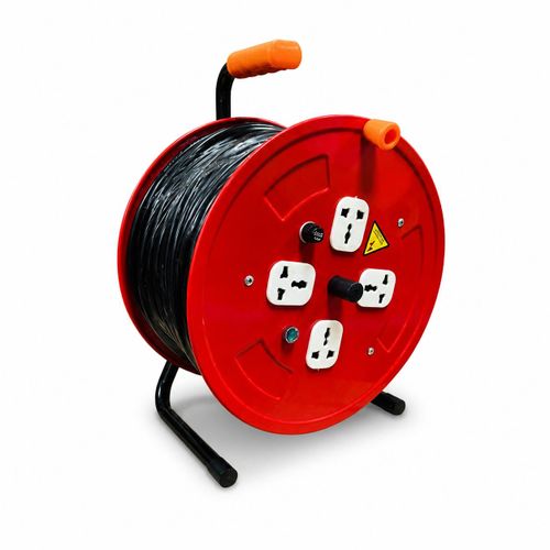 Heavy Duty Cord Reel 50M Extension Cable – 4 Universal Sockets, Indicator Light, Overload Protection, 2500W