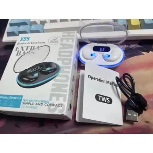Original X55 True Wireless Earphones - Mini Bluetooth Earbuds Stereo Charging Headset