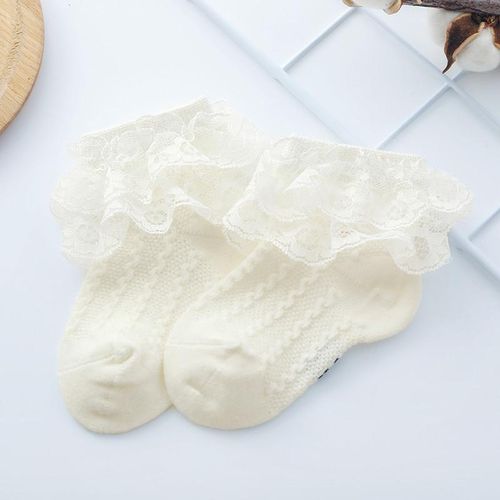 0-5Years Girls Socks Stuff Baby Girl Frilly Warm Lace Tutu Socks Infant Newborn Toddler Lace Ruffled Solid Cotton Ankle Socks6 To 12 Months