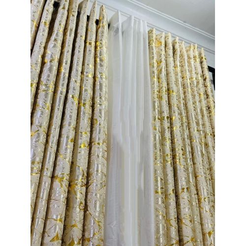 3 pc Marble & velvet curtains