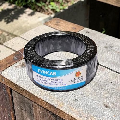 1.5mm Black Single Core Solid Heavy Duty Shock Proof Safe Electrical Wiring Cable