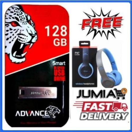 ULTRA High Speed USB 128GB Flash Drive Large Capacity Metal Pendrive USB Flash Disk 128GB + FREE GIFT P47 Wireless Bluetooth Headphone With Superbass