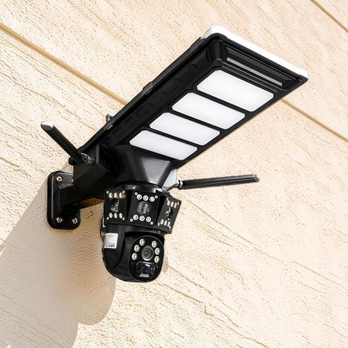 4G PTZ Multiple Lens Cloud Storage Support Solar Camera with Outdoor Security Led Solar Street Light