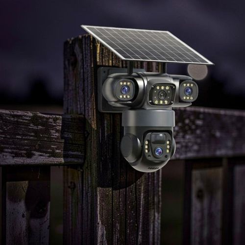 Outdoor Security 20MP 4K Ultra HD Resolution 4G PTZ Rotating Triple Lens Three Screens Outdoor Security Solar Camera
