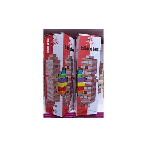 Bundles 54pcs Jenga Blocks Coloured Wooden Blocks Toys Family Fun Game- Large
