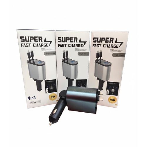 4-in-1 120W Super Fast Charge Car Charger