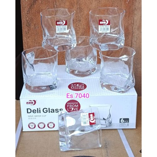 Elegant Set Of 6 Medium Size Diamond Water, Juice Glasses 300ml