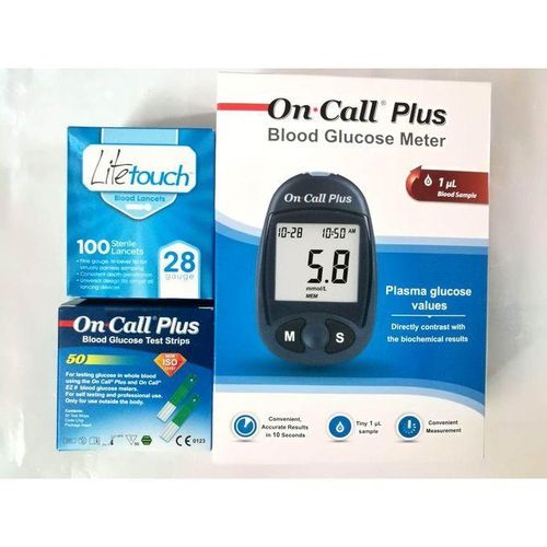 On Call Plus Glucometer Complete With 50 Strips And Free Pulse Oximeter