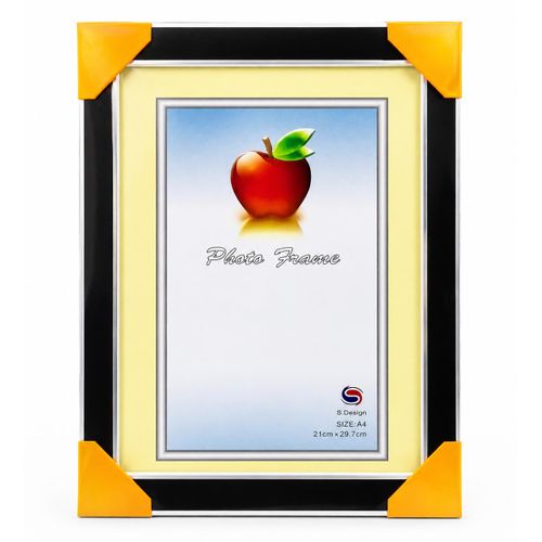 A4 Wooden Photo & Certificate Frame - Black & Silver Wall/Table Frame