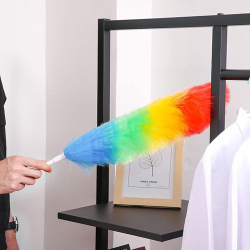 2 PCS Feather Duster,Rainbow Static Duster,Flexible Microfiber Dust Cleaning,Electrostatic Dust Remover for Home,Ideal for cleaning cobwebs,shelves and hard to reach places.