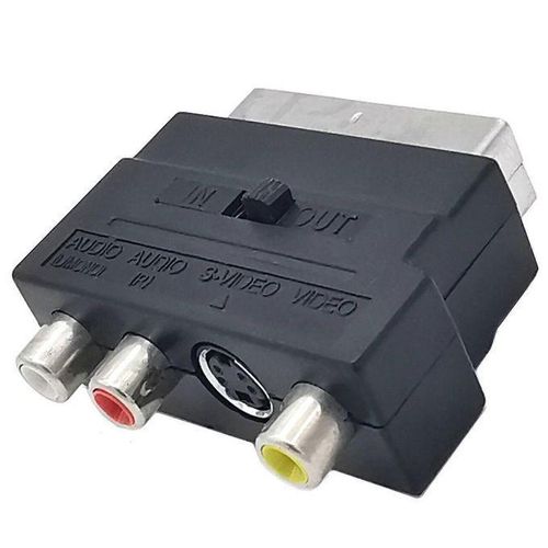 SCART to 3RCA Female Adapter - 21PIN Male Connector, On/Off Button