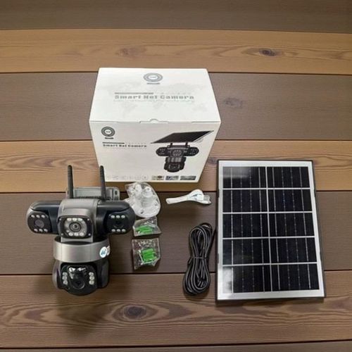 Ultra-Low Power 4G Triple Lens PTZ Solar CCTV Camera with 8W Solar Panel, Infrared LEDs, and Smartphone Remote Monitoring Access