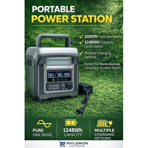 1.5KWh Portable Power Station 1500W Pure Sine Wave Solar Generator with Lithium Battery