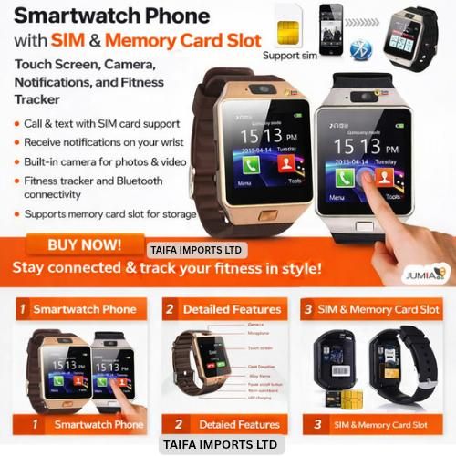 4G Smartwatch Phone - Call, SMS, Memory & SIM Card Slot, Camera, Health Monitor & Fitness Tracker - Men / Ladies