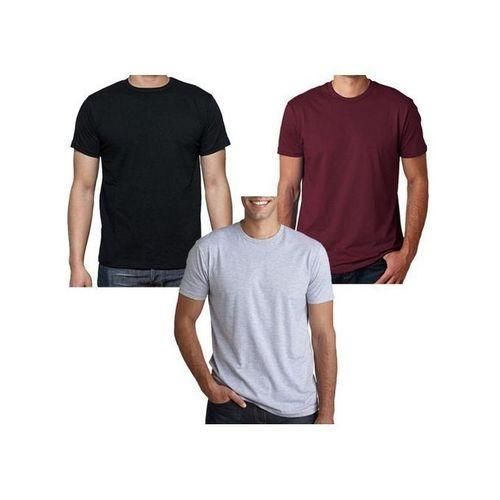 Unisex Heavy Duty Cotton 3 Pack Black,Maroon&GreyTshirts + Free Gift