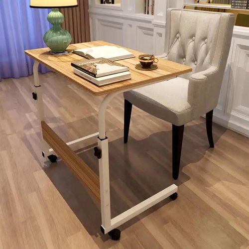 Home Study Durable Quality 60 x 40 cm Height Adjustable Mobile Desk for Office Bedroom Laptop Table Computer Desk Desktop with Moveable Wheels