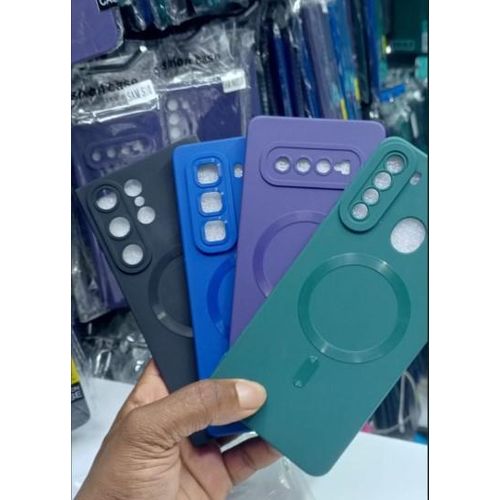 Soft Silicone Magnetic Case with MagSafe Ring – Slim, Lightweight & Shockproof Cover for Huawei P40 Pro Max – Purple Edition