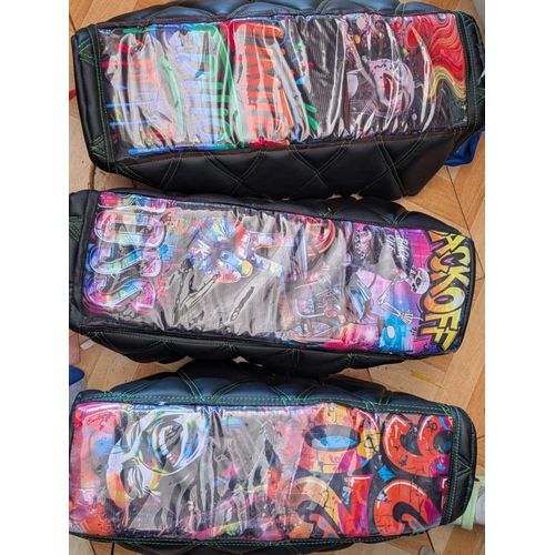 Universal Motorcycle Seat Cover Premium Padded Rexine with Graffiti Design Waterproof Durable