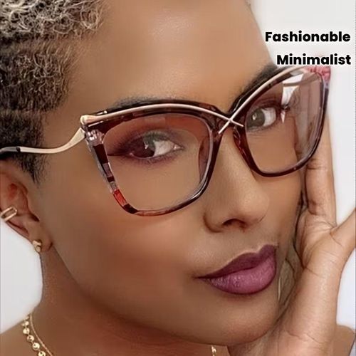 1 Pair of New Trendy European and American Style Large Frame Flat Glasses Stylish Minimalist Eyeglass Frames for Women