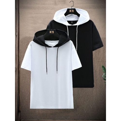 2 Pc Men Muscle Hoodie Vest Sleeveless Pure Vests