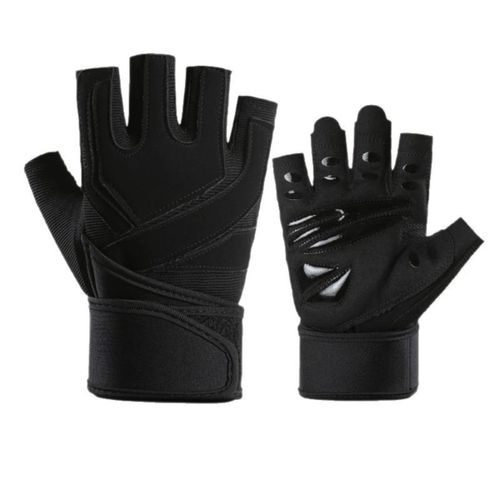 Anti-slip workout gloves with extended wristband