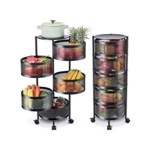 5 Layer Kitchen Rotating Storage Shelves Rack