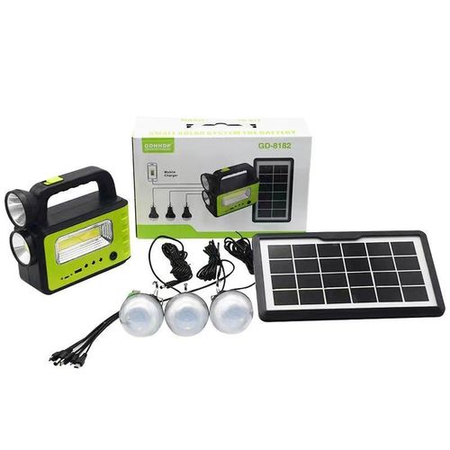 Solar Lighting System Kit Solar Panel, Camping lights With 3 LED Lights GD8182