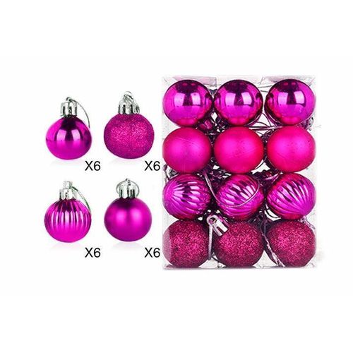 24 pcs Tranquil bliss Christmas ornaments - Hot Pink