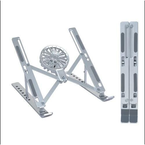 Portable Foldable Aluminium Alloy Desktop Laptop 7-levels Stand Tablet Stand Cooling Fan -(Silver)