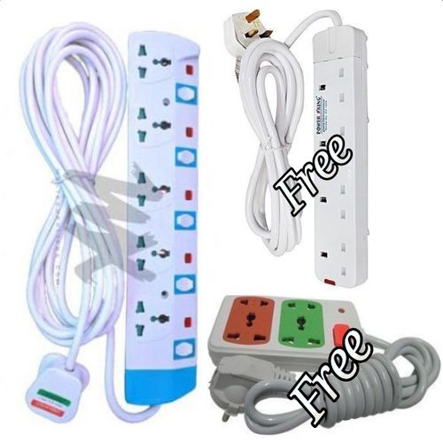 Best Heavy Duty 5 Way Power Extension Long Cable + Free 4 Way & 2Way Extensions