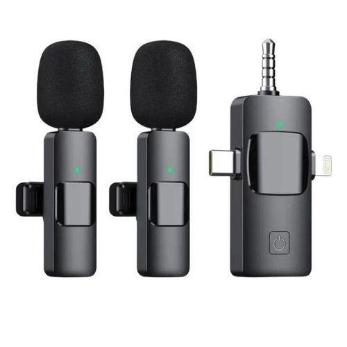 Portable 3-in-1 Wireless Lavalier Microphone For IOS, Android And DSLR – Mini Clip-On Mic For Video Recording And Streaming