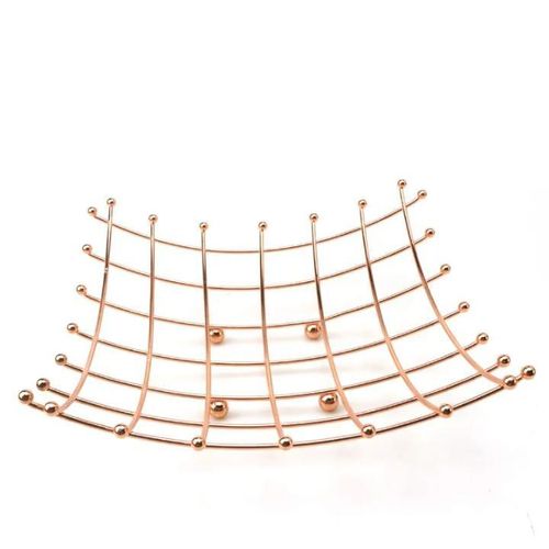 Gold Wire Fruit Basket Decorative Metal Countertop Storage Bowl 259cm