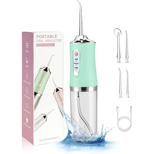 Rechargeable Portable Oral Irrigator Water Flosser – USB Cordless Dental Cleaner with 4 Nozzles
