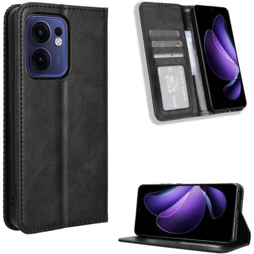 Wallet Black Retro Leather Flip All-Round Protection Cover Case For Oppo Reno13 F (Reno 13F)
