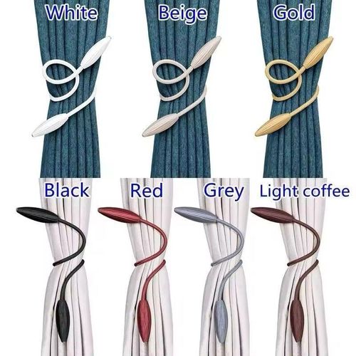 Universal Arbitrary Shape Curtain Tiebacks – Flexible Twistable Decorative Holdbacks – Strong Memory Metal Wire Drapery Ties for Home & Office